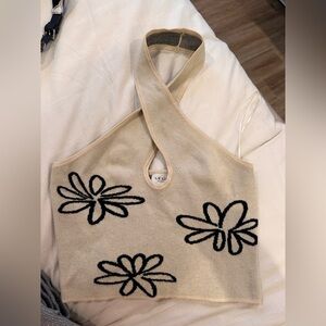 Le Lis Cream and Black Crop Top